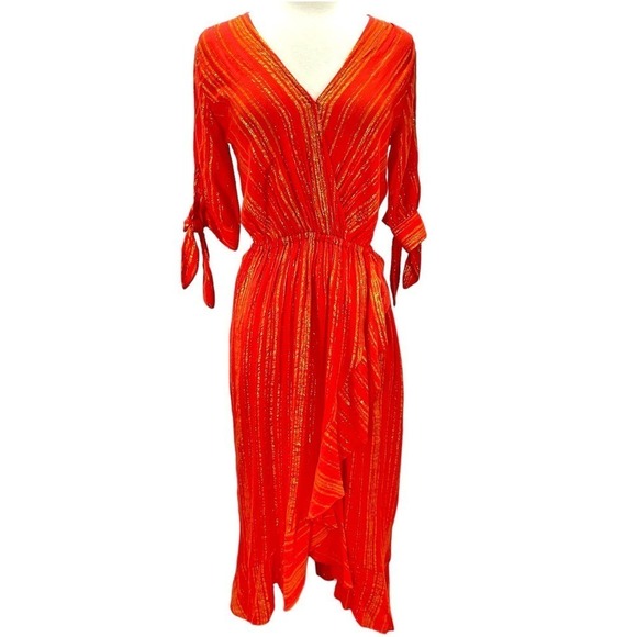 Michael Kors NWT Metallic Crepe Wrap-Effect Dress XS - Picture 2 of 16